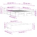 vidaXL Posteľný rám so zásuvkami čierny 140x200 cm kompozitné drevo