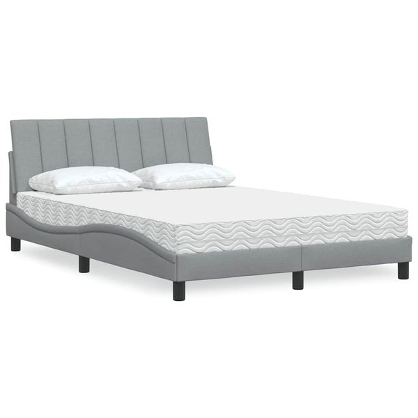 vidaXL Posteľ s matracom Hanko bledosivá 140x190 cm látka