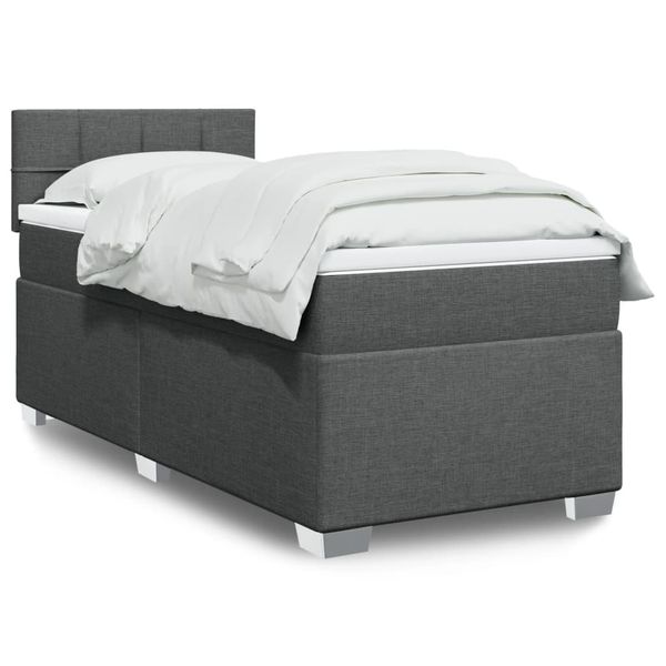 vidaXL Posteľný rám boxsping s matracom tmavosivý 80x200 cm látka
