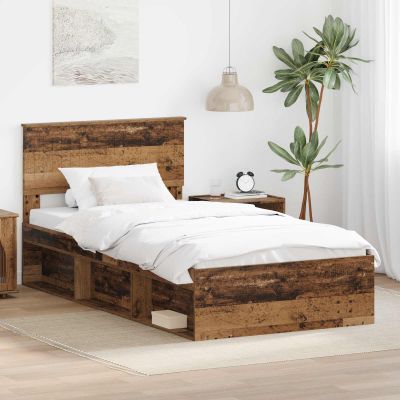 vidaXL Rám postele Staré drevo 100 x 200 cm Masívne borovicové drevo