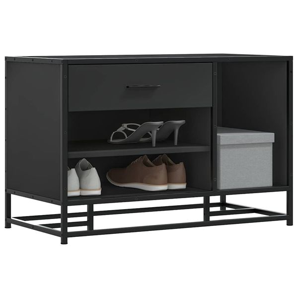 vidaXL Lavica na topánky čierna 80x40x53,5 cm kompozitné drevo+kov