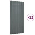 vidaXL Strešné panely 12 ks pozinkovaná oceľ antracitové 80x36 cm