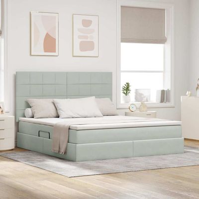 vidaXL Postel s úložným prostorem a matrací Svetlosivá 160 x 200 cm