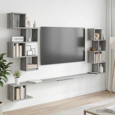 vidaXL Nástenná polica na TV Sivý Sonoma 160 x 15 x 94 cm