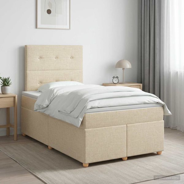 vidaXL Posteľ boxspring s matracom Krémová 120 x 200 cm Látka