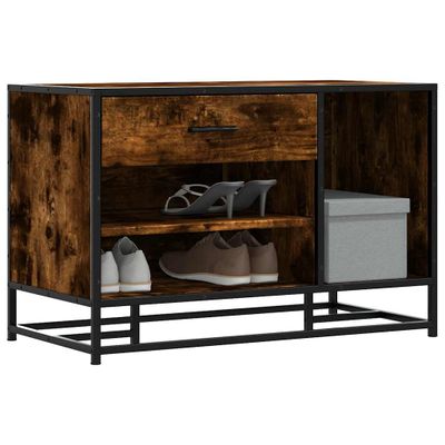 vidaXL Lavica na topánky dymový dub 80x40x53,5 cm kompozitné drevo+kov