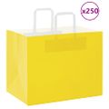 vidaXL Papierové tašky 250 ks s rúčkami, žlté, 32x22x24 cm