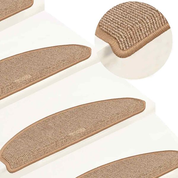 vidaXL Schodové rohože 15 ks 65x21x4 cm svetlohnedé polkruhové veľké