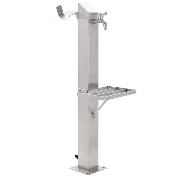 vidaXL Záhradný stĺpik na vodu, nehrdzavejúca oceľ, štvorcový 95 cm