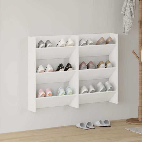 vidaXL Nástenné skrinky na topánky 2 ks, biele 60x18x90 cm