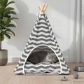 vidaXL Psí teepee s vankúšom Biela a šedá 50 x 50 x 60 cm Polyester