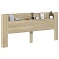 vidaXL Skrinka na čelo postele s LED dub sonoma 220x16,5x103,5 cm