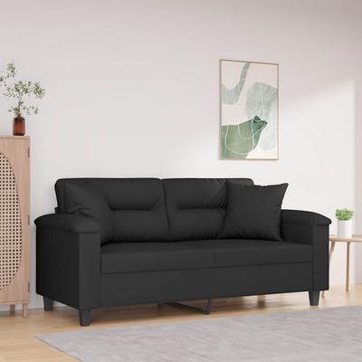 vidaXL 2-miestna pohovka s vankúšmi čierna 140 cm mikrovlákno