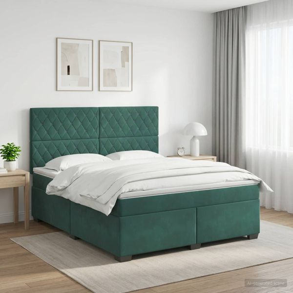 vidaXL Posteľ boxspring s matracom Tmavozelená 140 x 200 cm Zamat
