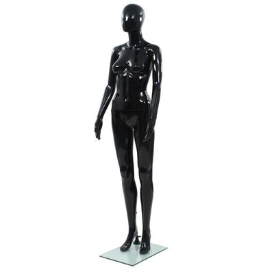 vidaXL Dámska figurína, sklenený podstavec, lesklá čierna 175 cm