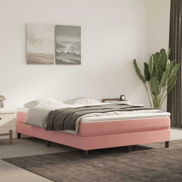 vidaXL Matrac s taštičkovými pružinami stredná tvrdosť ružový 140x210x20 cm zamat
