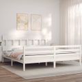 vidaXL Posteľný rám s čelom biely 200x200 cm masívne drevo