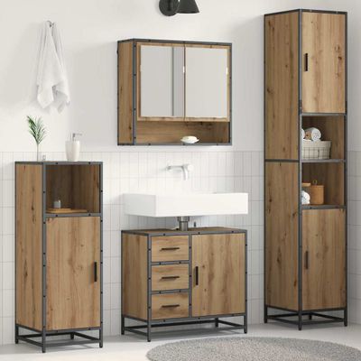 vidaXL Sada kúpeľňového nábytku 3 pcs Remeselný dub Kompozitné drevo