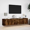 vidaXL TV nástenná skrinka s LED svetlami dymový dub 180x31x39,5 cm