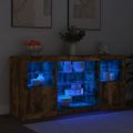 vidaXL Komoda s LED svetlami dymový dub 142,5x37x67 cm