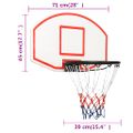 vidaXL Basketbalová doska biela 71x45x2 cm polyetén