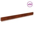 vidaXL Obrubník trávnika 50 ks 103 x 10 cm Oceľ Hrdzavý