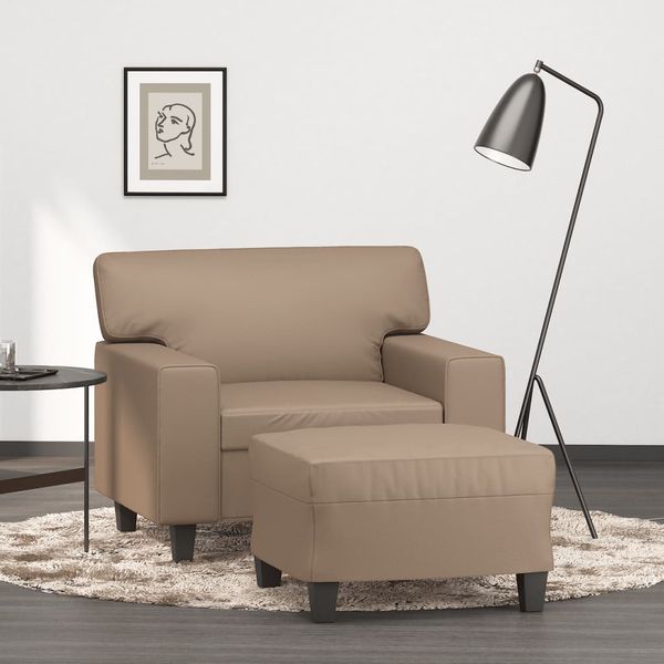 vidaXL Kreslo s podnožkou kapučínové 60 cm umelá koža
