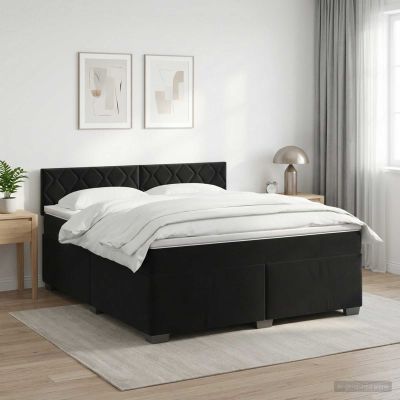 vidaXL Posteľ boxspring s matracom Čierna 140 x 200 cm Zamat