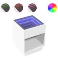 vidaXL Nočný stolík s nekonečnými LED biely 40x40x50 cm