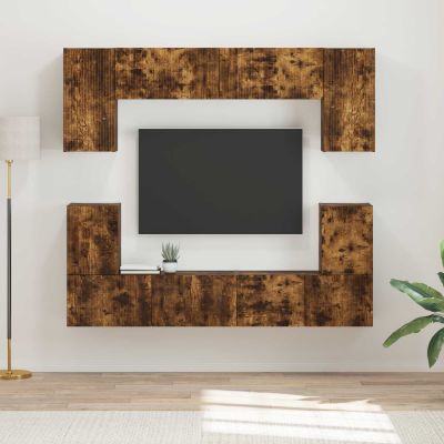 vidaXL Zostava TV skriniek Nástenný 5 pcs Dymová dub Kompozitné drevo