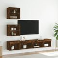 vidaXL 5-dielne TV nástenné skrinky s LED dymový dub kompozitné drevo