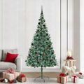 vidaXL Umelý vianočný stromček s 300 LED-i Zelená 210 cm PVC a oceľ
