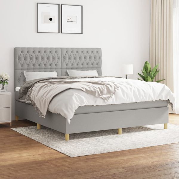 vidaXL Boxspring posteľ s matracom bledosivá 180x200 cm látka
