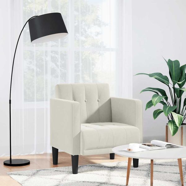 vidaXL Rozkladacia pohovka s podrúčkami, krémová, 53 cm, zamatová