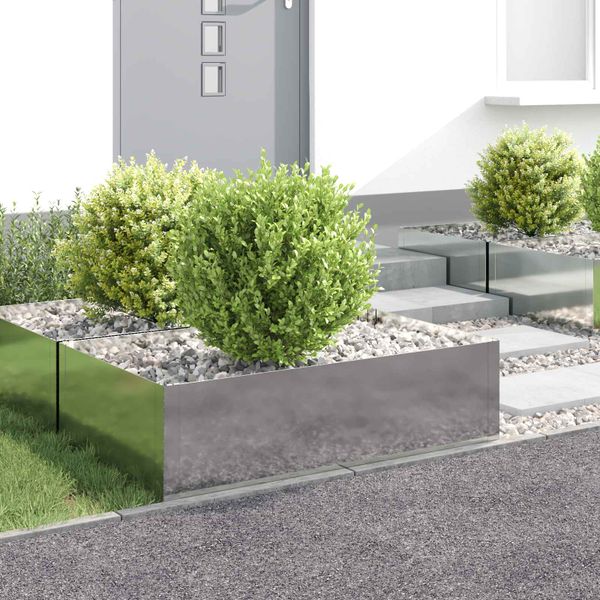 vidaXL Obrubník trávnika 4 ks 100 x 60 x 35 cm Oceľ Strieborná
