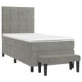 vidaXL Posteľný rám boxsping s matracom bledosivý 90x190 cm zamat