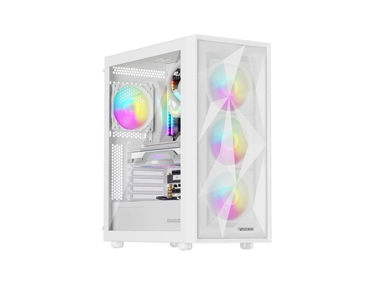 Počítačová skriňa Genesis DIAXID 605 ARGB/Midi Tower/Transpar./Biela