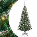 vidaXL Umelý predsvietený vianočný stromček Zelená 180 cm PVC a kov