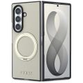 Guess HC Magnetic Ring Stand Grained PU Classic Logo puzdro pre Samsung Galaxy Z Fold 8 Ultra béžové