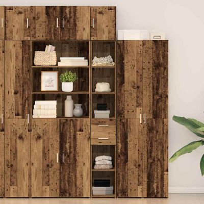 vidaXL Úložná skrinka so zásuvkou 2 pcs Staré drevo 30 x 42,5 x 225 cm