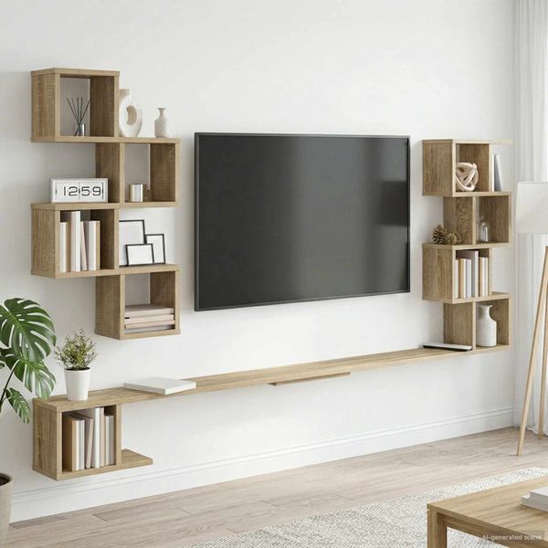 vidaXL Nástenná polica na TV Dub sonoma 180 x 15 x 94 cm