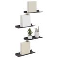 vidaXL Závesná polica 4 ks Čierny 30 x 9 x 2,5 cm Oceľ