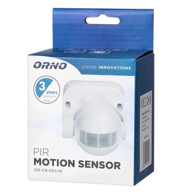 Snímač pohybu PIR ORNO OR-CR-201/W, 180°, IP44, dosah 12 m, biela