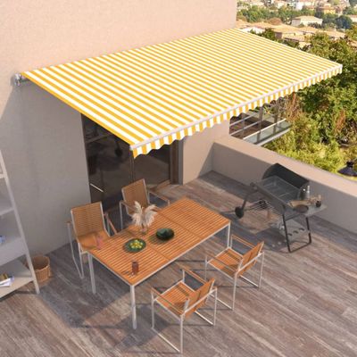 vidaXL Ručne zaťahovacia markíza 600x350 cm žltá a biela