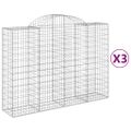 vidaXL Oblúkové gabionové koše 3 ks 200x50x140/160 cm pozink. železo