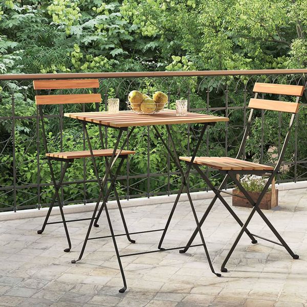 vidaXL Skladací bistro stolík 55x54x71 cm tíkový masív a oceľ