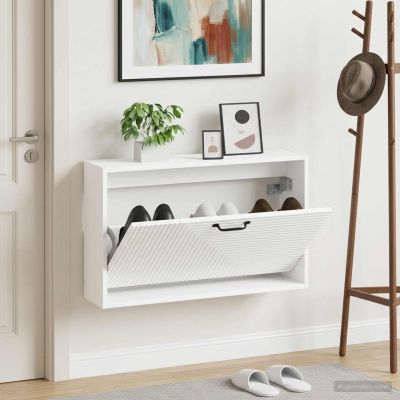 vidaXL Nástenný botník HAARLEM 71 x 17 x 43 cm Kompozitné drevo Biela