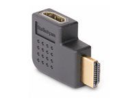 High Speed - HDMI adaptér - HDMI s kolíkmi (samec) do HDMI so zdierkami (samica) pravouhlý - čierna - pasívny, obojsmerný, podpora 4K60Hz