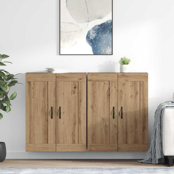 vidaXL Závesná skrinka Nástenný 2 pcs Remeselný dub 69,5 x 34 x 90 cm