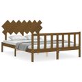 vidaXL Rám postele s čelom medovohnedý 140x190 cm masívne drevo